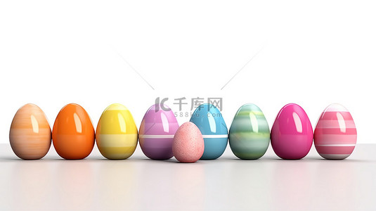 假期促销背景图片_充满活力的复活节彩蛋在白色背景上展示春季假期促销