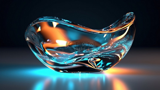具有腐蚀性效果的 3D 渲染玻璃物体的抽象背景