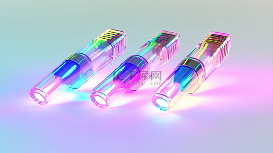 usb灯led背景图片_3D 渲染中由彩色 LED USB 灯照亮的白色背景