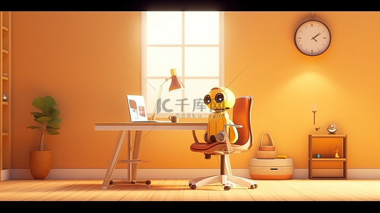 插图自由职业办公室宽敞的办公桌和椅子在卡通工作场所设置