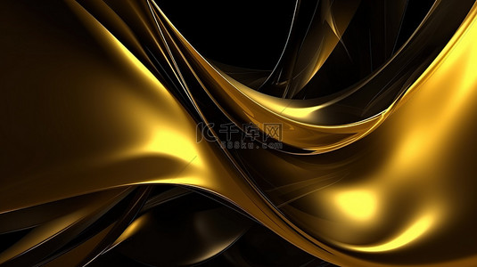 金色模糊背景图片_带有黑色小插图的 3D 渲染中的金黄色抽象背景