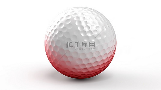 高尔夫比赛背景图片_带有剪切路径的红色 T 恤上白色高尔夫球的孤立 3D 渲染