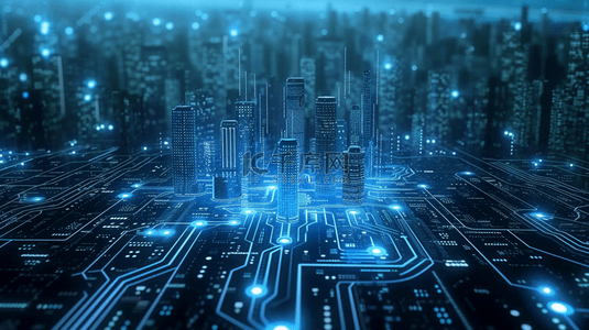 科技感蓝色电路板背景图片_蓝色科技感商务智慧城市图片6