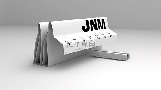 桌面四象限背景图片_3D 渲染的 6 月台历在纸上