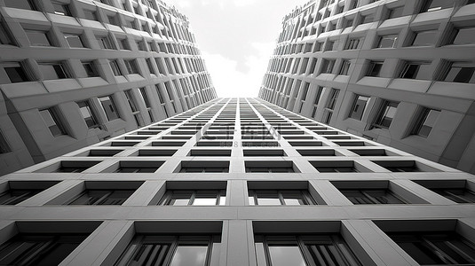 线条黑白背景背景图片_单色 3D 建筑线条和形状，具有消失的视角