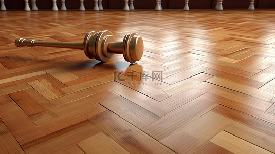 镶木地板和 3D 模型法官木槌