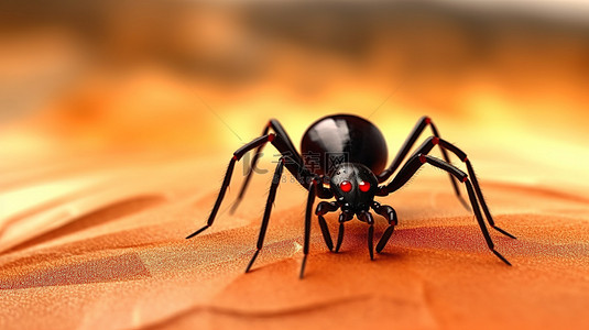 昆虫害虫背景图片_黑寡妇蜘蛛的 3d 插图