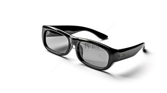 白色背景与孤立的黑色 3d 眼镜