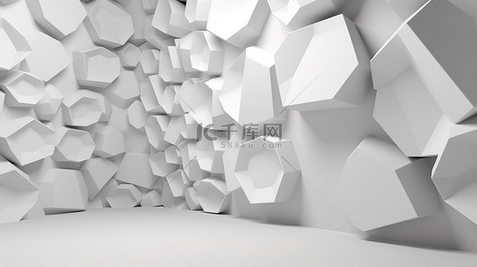光滑的 3d 白色几何背景，带有放置文本或产品的空间