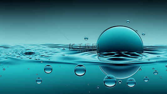 水蓝色水滴落入水中背景
