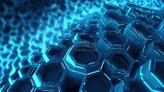 蓝色科科技背景背景图片_六边形波背景与蓝色技术插图表示人工智能和数据分析