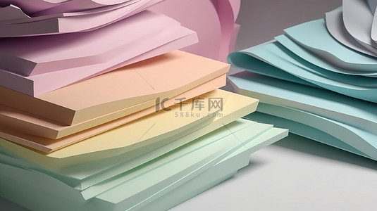 彩色纸背景图片_3d 渲染中带有文本空间的柔和彩色纸层