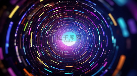 很高的背景图片_彩色粒子发光奢华的 3D 空间隧道视觉效果背景