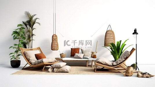 休息区温馨提示背景图片_舒适休息区的白色背景 3D 渲染