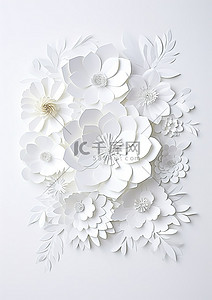白色表面上的白色纸花创作