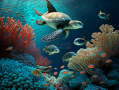 珊瑚礁水下世界美丽的海洋背景