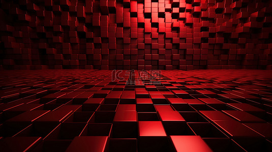 红色的墙背景图片_3d 渲染中的深红色立方体墙