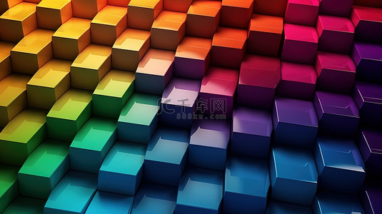 科幻光感背景图片_彩虹蜂窝墙，多种颜色的技术抽象六边形 3D 插图