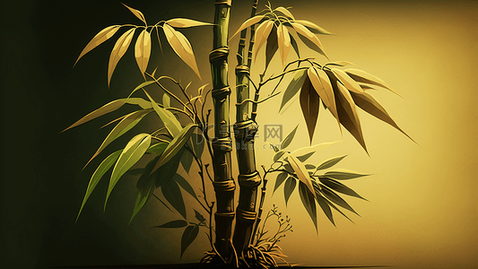 植物边框背景图片_竹子黄色灯光