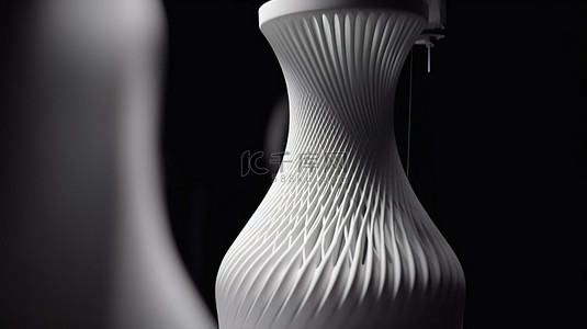 由 3D 打印技术创造的白色花瓶的特写，拥抱工业 4 的进步