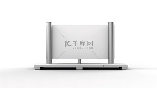 白色背景上隔离屏幕的液晶电视 3D 渲染的空显示架