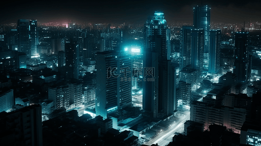 未来智能科技蓝色背景图片_科技感城市商业背景