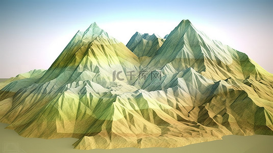 地形高度图高度图背景图片_3d 渲染中的低聚山地形景观