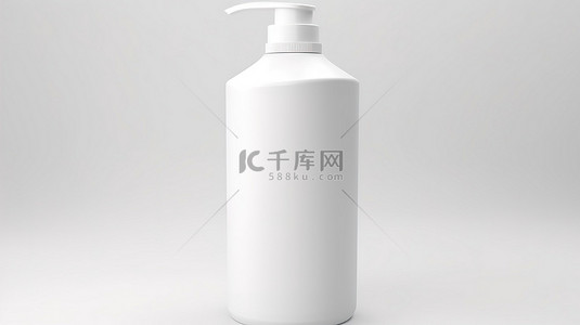 纯白色背景中的空洗发水瓶 3D 渲染图像