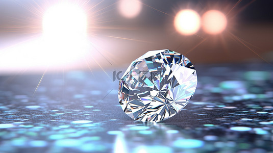 致最好的你背景图片_最好的钻石宝石设计近距离观察一颗优雅的钻石与闪闪发光的白色散景背景 3D 渲染