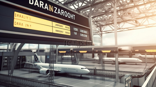 背景机场背景图片_以 3D 呈现的机场航站楼标志牌插图