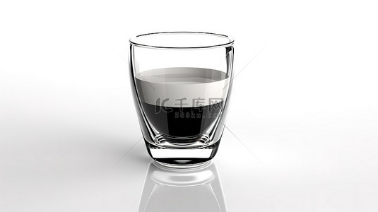 拿铁饮料背景图片_白色背景的 3D 渲染，带有不含内容的独立拿铁玻璃