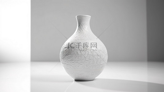 具有干净白色背景的 3d 花瓶渲染