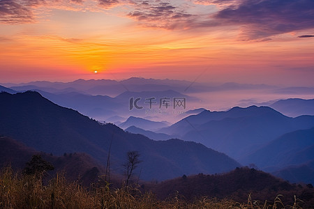 北美旅游背景图片_北美湖南省山上的日落