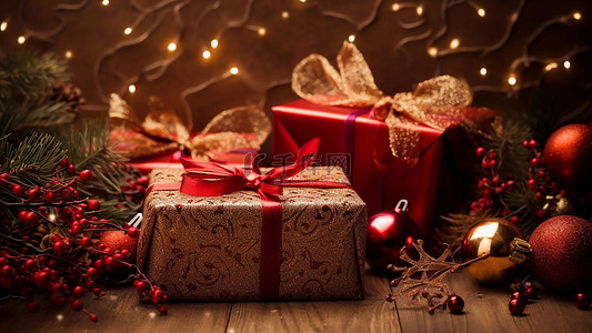 圣诞节礼物盒子背景图片_圣诞节礼物光斑