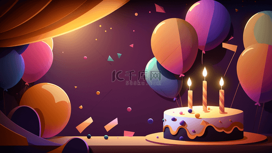 生日蛋糕蜡烛彩色背景
