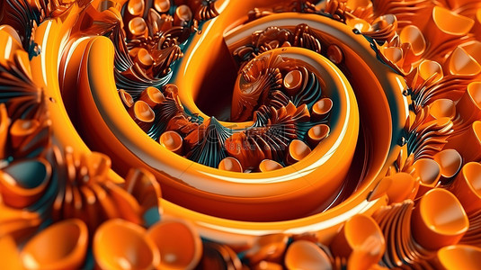 橙色浪漫背景图片_深情的柑橘创意字体艺术品 3D 抽象描绘