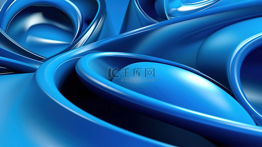 3D 渲染蓝色形式的抽象构图