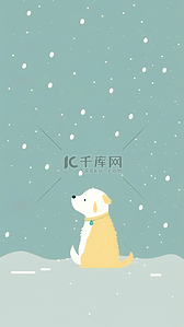 卡通可爱小狗女孩背景图片_小狗雪地可爱卡通背景