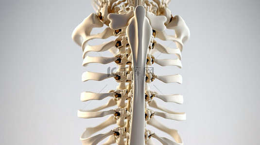 骨骼背景图片_空白画布上的脊柱 3d 图像