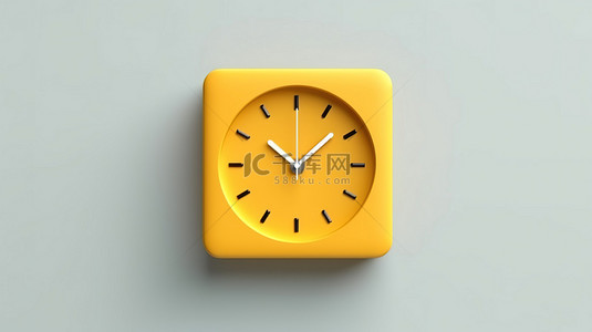 时间符号背景图片_方形内时钟符号的 3d 渲染