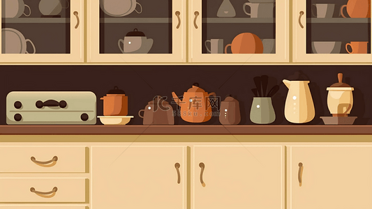 厨房黄色茶壶卡通