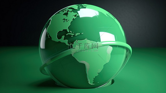 绿色环保能源背景图片_3d 绿色安全符号在世界环境日或地球日促进地球保护