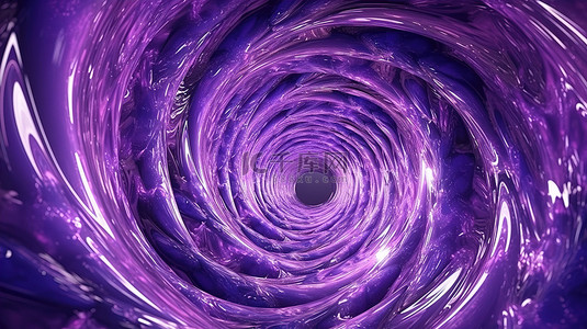 抽象有机紫色隧道中液体表面的 3d 渲染