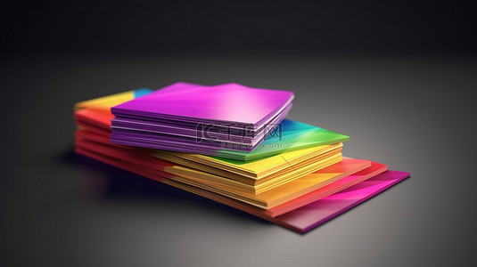 高品质 3D 渲染双面名片样机采用彩色设计