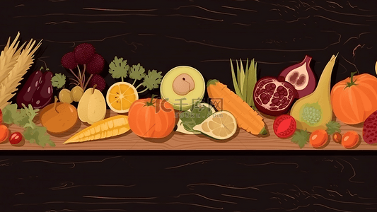食品食材背景背景图片_食物蔬菜南瓜洋葱牛油果背景