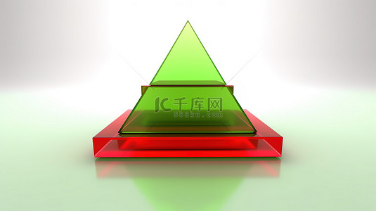 柠檬绿的 3d 金字塔，带有大胆的红色方框插图