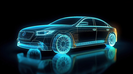 3D 渲染复制空间中的全息汽车未来运输技术