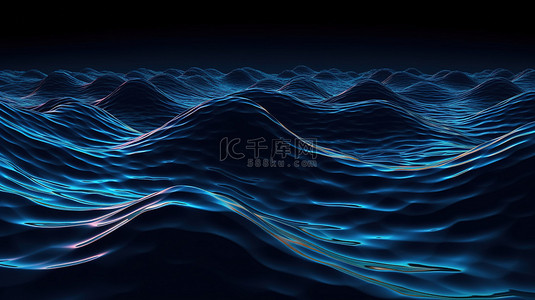 辐射夜间海浪与 3D 波纹和蠕动的水线