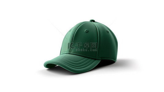现实帽子背景图片_3d 创建的白色背景上显示的时尚绿色棒球帽