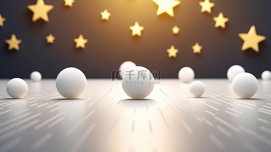 乒乓球海报背景图片_丰富的白色乒乓球弹跳与三星级乒乓球海报概念 3D 渲染